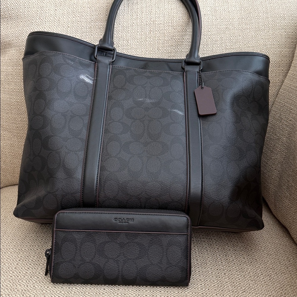 Perry Business Tote In Signature Canvas and matching accordion wallet